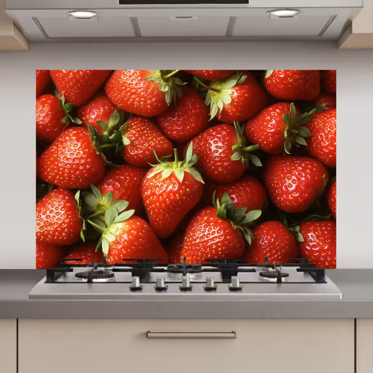 Spatscherm keuken - Aardbei - Fruit - Rood — 1