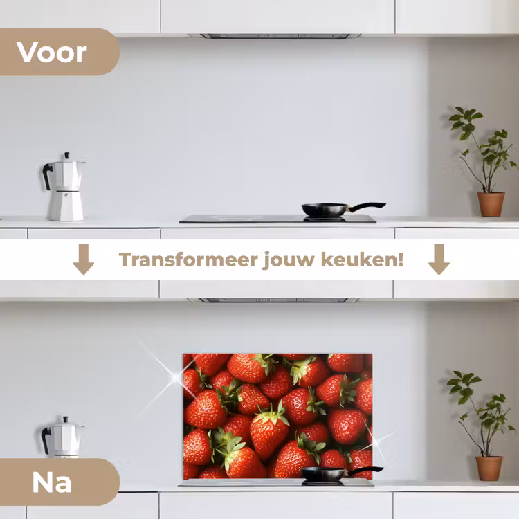 Spatscherm keuken - Aardbei - Fruit - Rood — 3