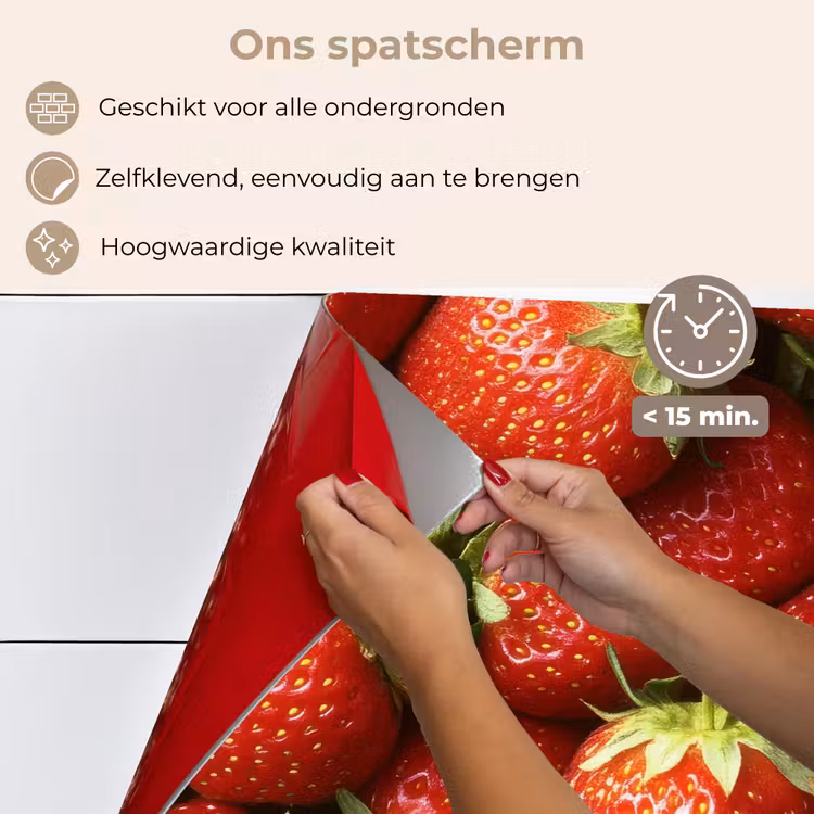 Spatscherm keuken - Aardbei - Fruit - Rood — 4