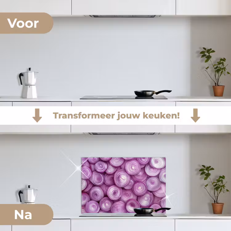 Spatscherm keuken - Paars - Uien - Close up — 3