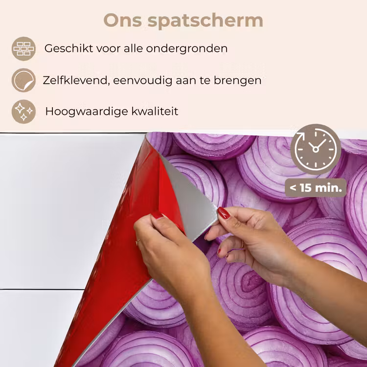 Spatscherm keuken - Paars - Uien - Close up — 4