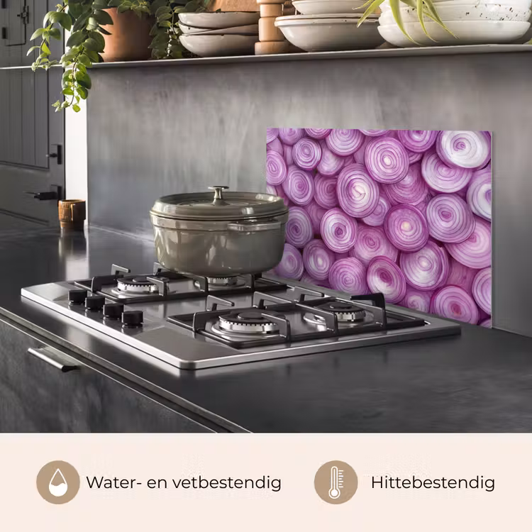 Spatscherm keuken - Paars - Uien - Close up — 7