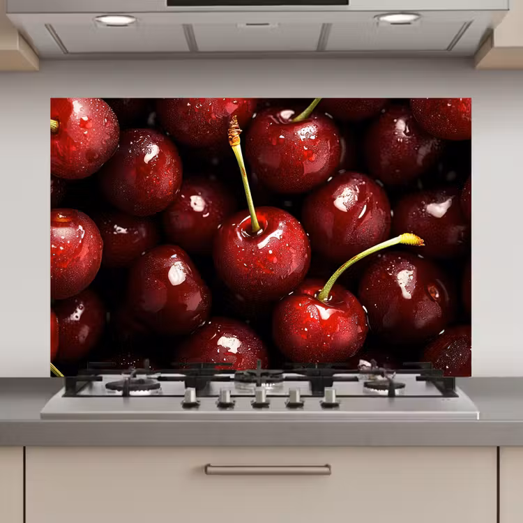 Spatscherm keuken - Rood - Fruit - Kersen — 1