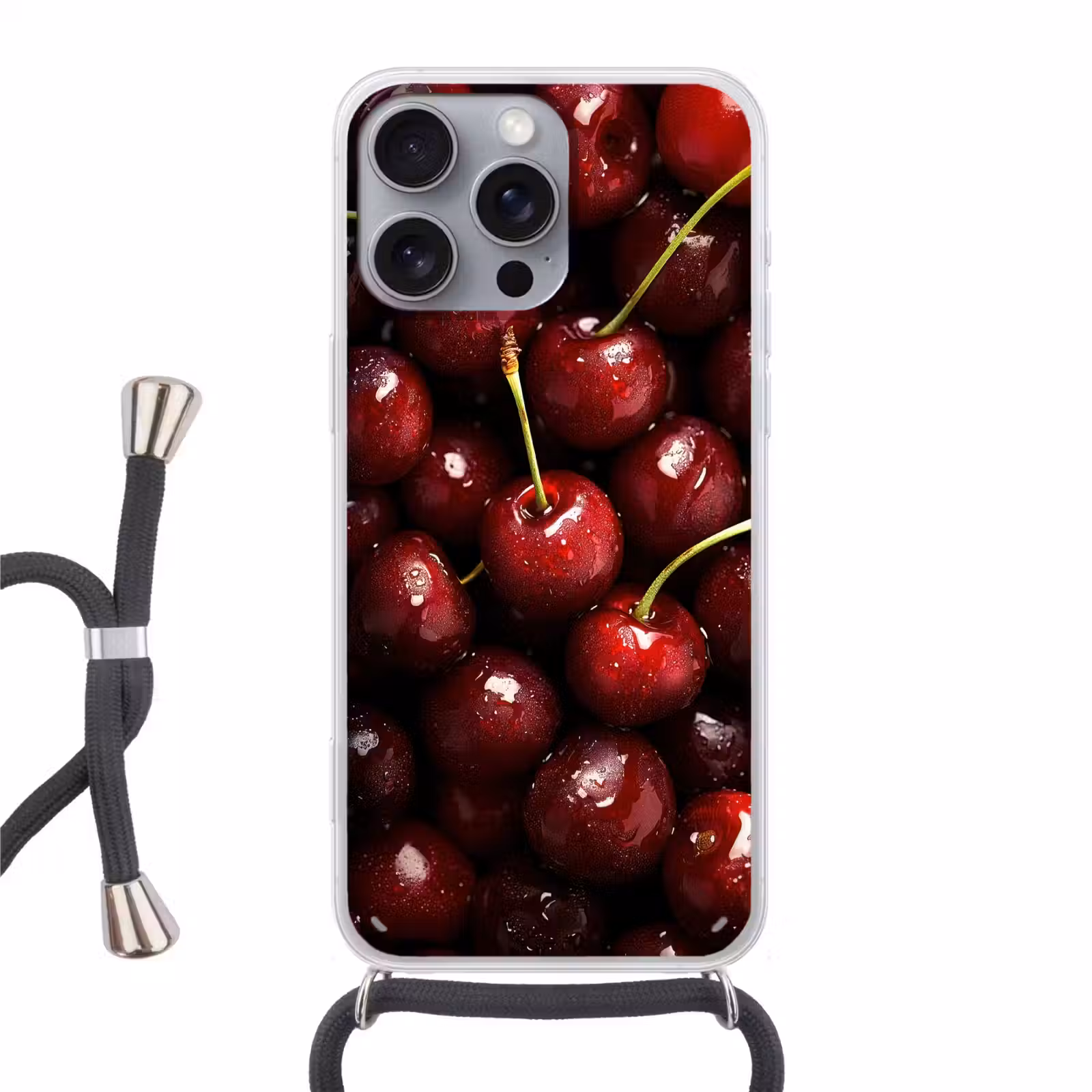 Telefoonhoesje met koord - Rood - Fruit - Kersen — 1