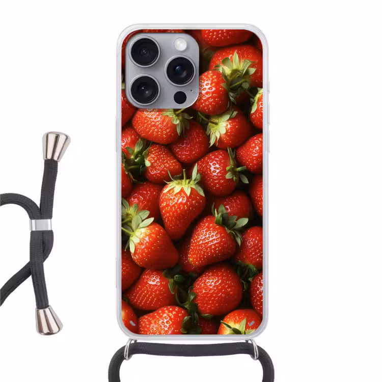 Telefoonhoesje met koord - Aardbei - Fruit - Rood — 1