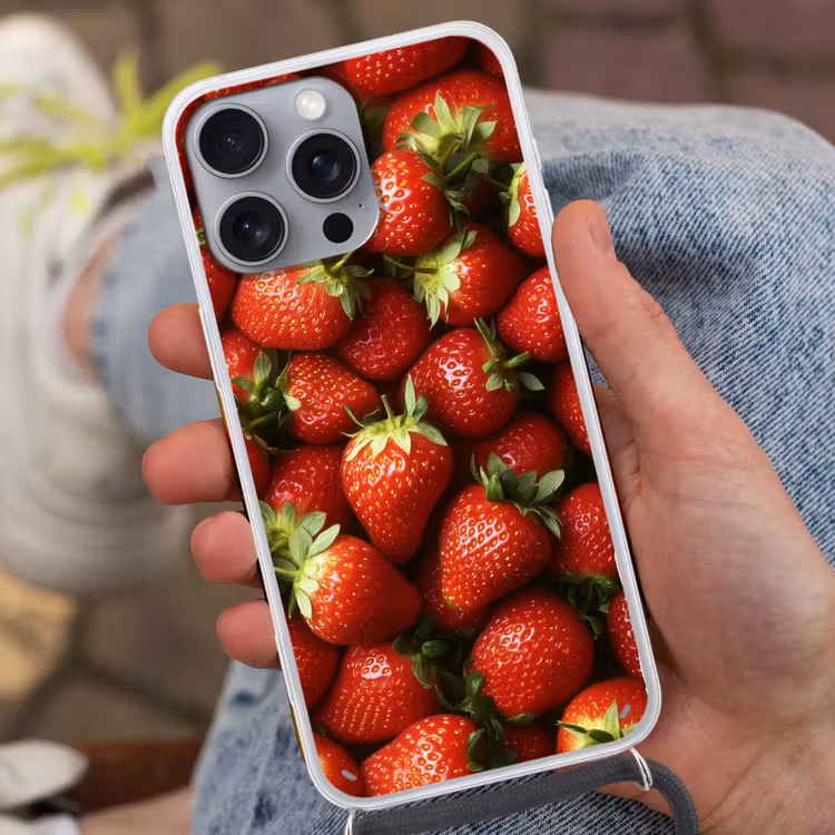 Telefoonhoesje met koord - Aardbei - Fruit - Rood — 2