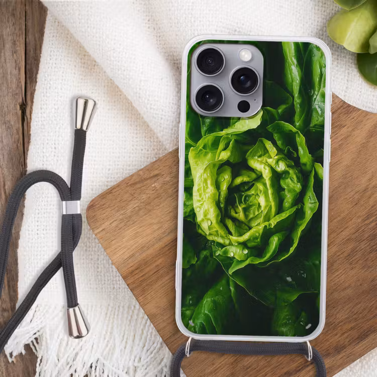 Telefoonhoesje met koord - Groente - Sla - Groen — 3