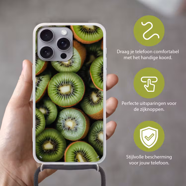 Telefoonhoesje met koord - Kiwi - Fruit - Groen — 4