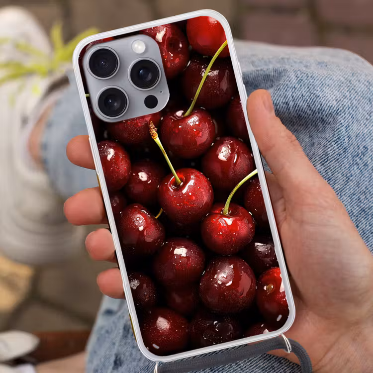 Telefoonhoesje met koord - Rood - Fruit - Kersen — 2