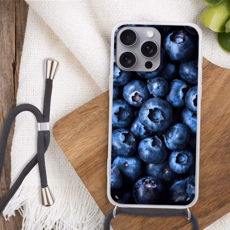 Telefoonhoesje met koord - Bessen - Blauw - Fruit — 3