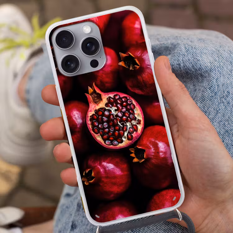 Telefoonhoesje met koord - Granaatappel - Rood - Fruit — 2