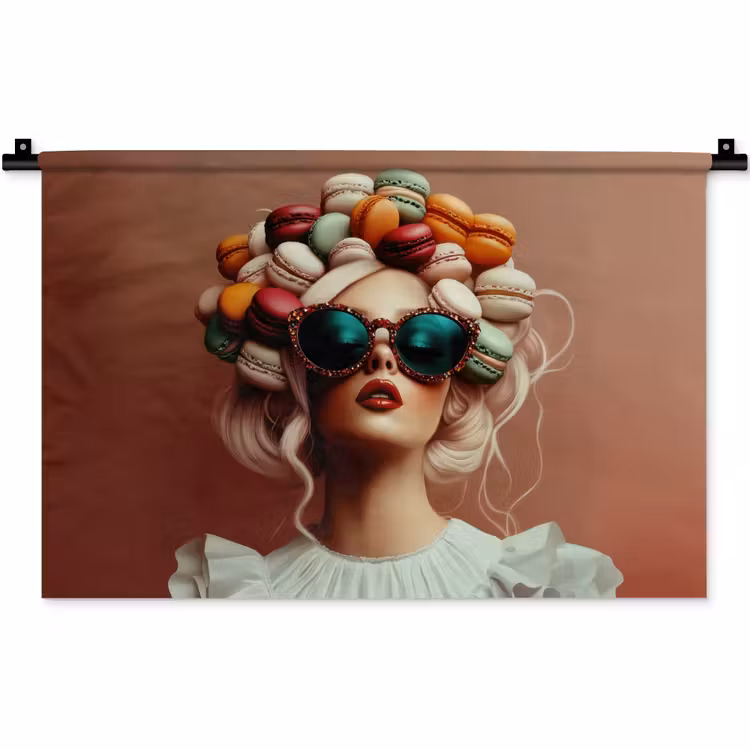 Wandkleed - Vrouw - Macarons - Bril — 1