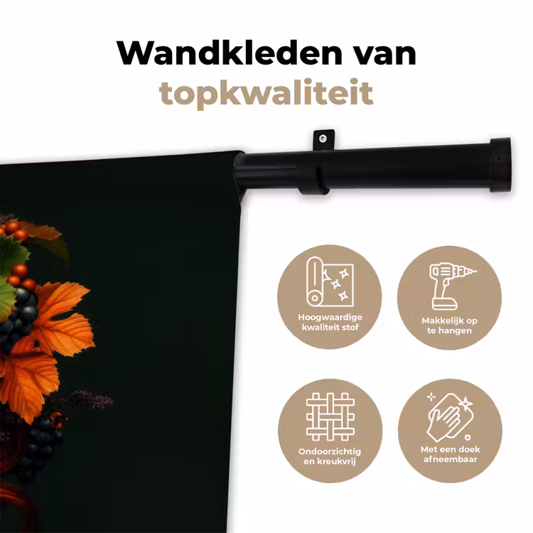 Wandkleed - Vrouw - Rood - Groen - Druiven — 3