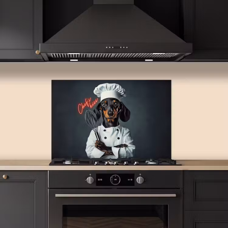 Spatscherm keuken - Quote - Neon - Hond - Kokskleding — 2