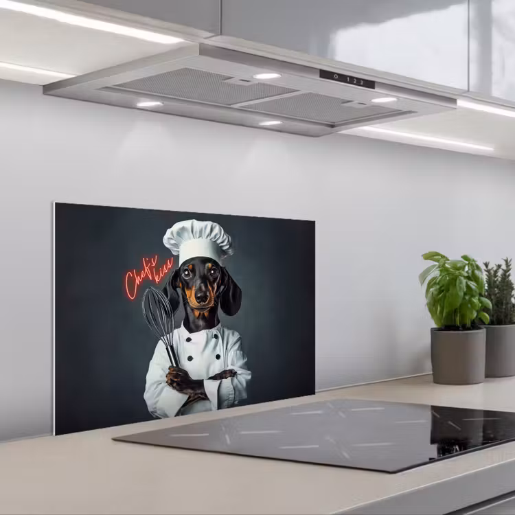 Spatscherm keuken - Quote - Neon - Hond - Kokskleding — 5