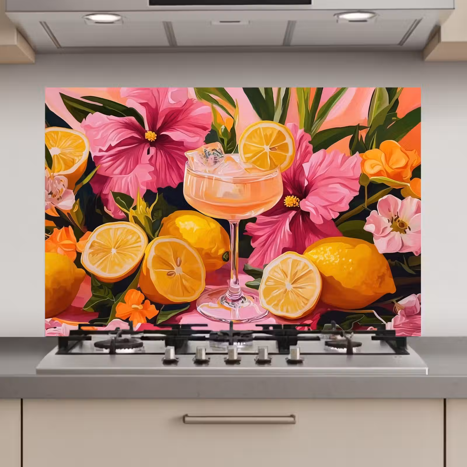 Spatscherm keuken - Drink - Bloemen - Yellow — 1