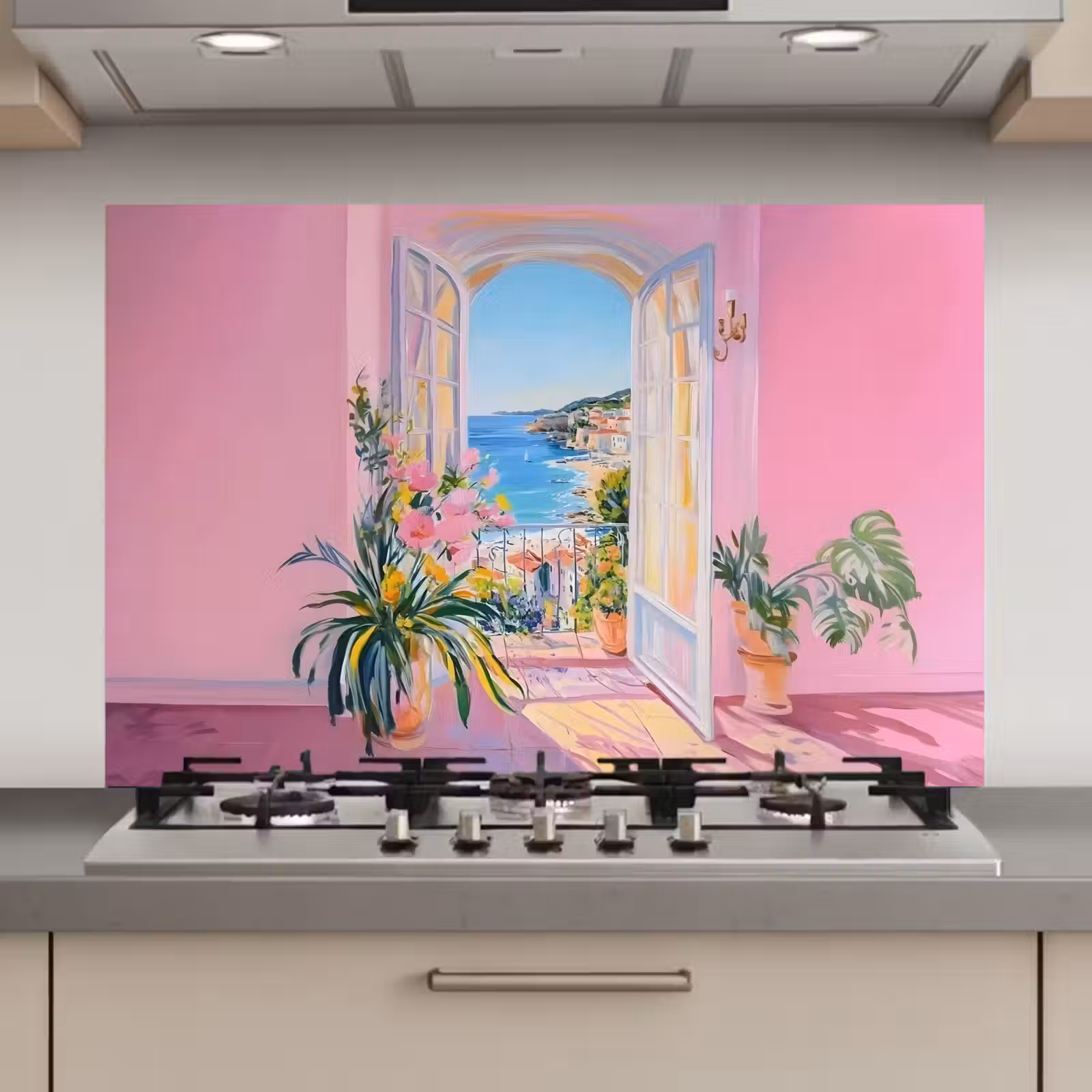 Spatscherm keuken - Roze - Buiten - Verf — 1