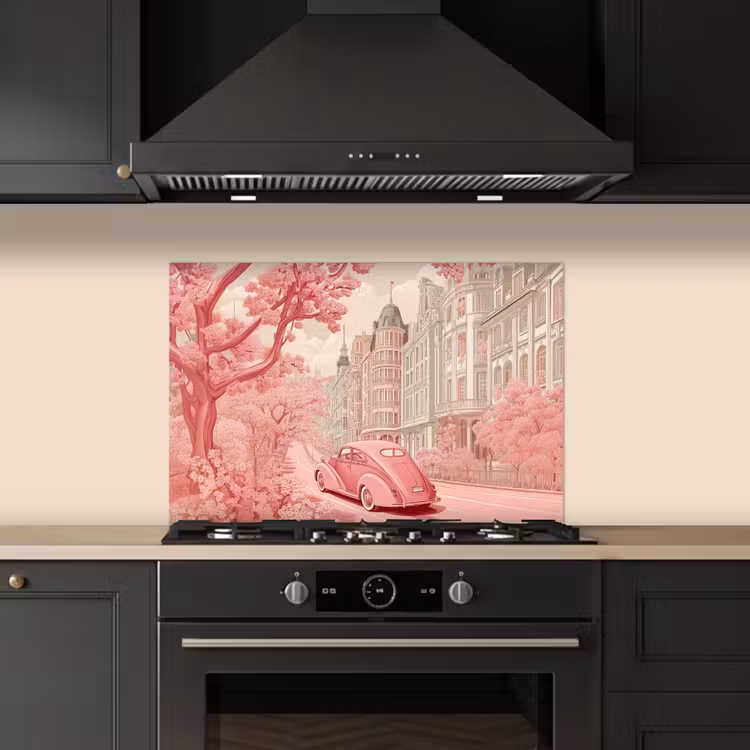 Spatscherm keuken - City - Car - Pink — 2