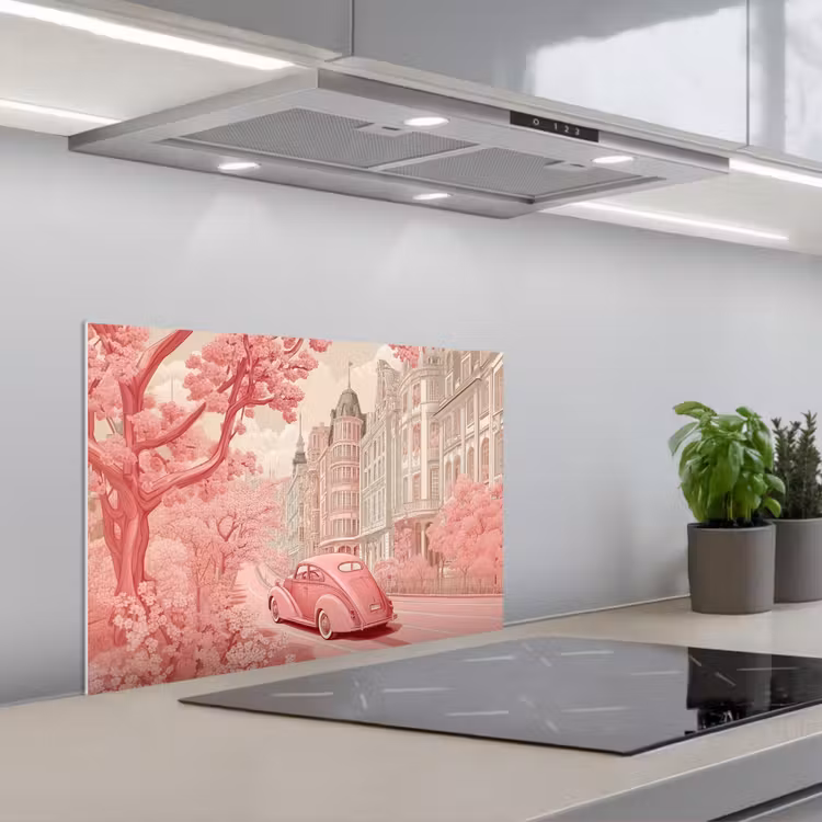 Spatscherm keuken - City - Car - Pink — 5