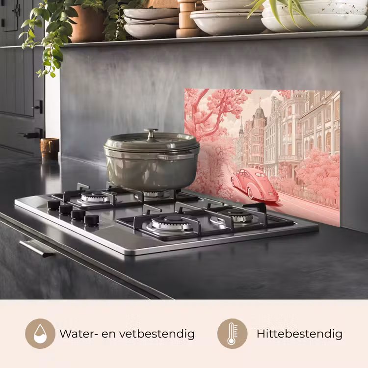 Spatscherm keuken - City - Car - Pink — 7
