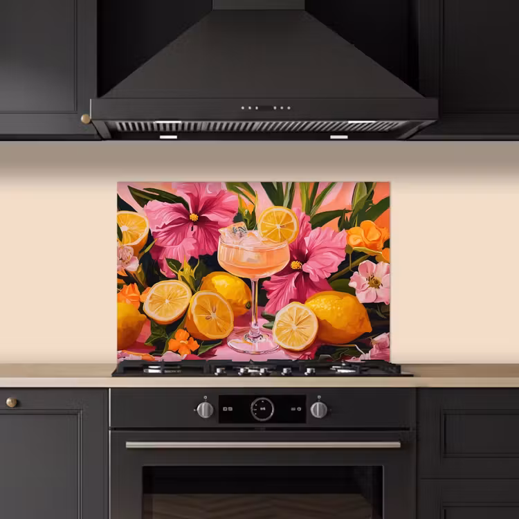 Spatscherm keuken - Drink - Bloemen - Yellow — 2