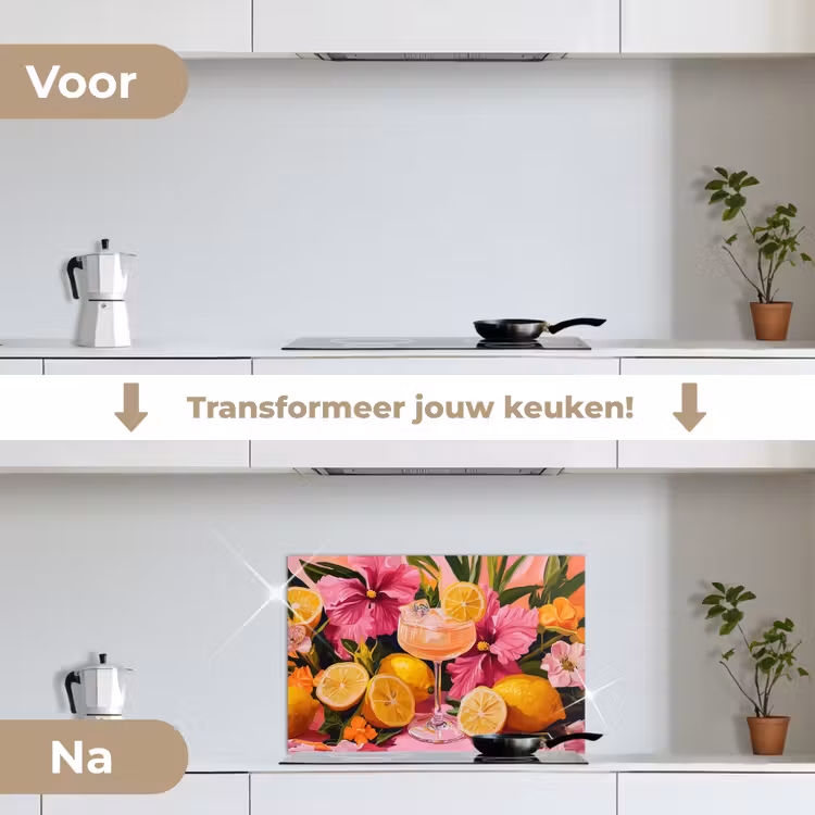 Spatscherm keuken - Drink - Bloemen - Yellow — 3