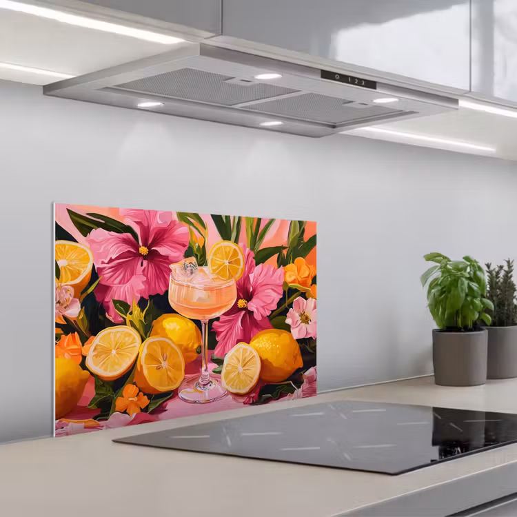 Spatscherm keuken - Drink - Bloemen - Yellow — 5