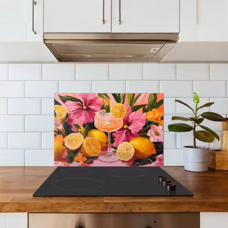 Spatscherm keuken - Drink - Bloemen - Yellow — 6