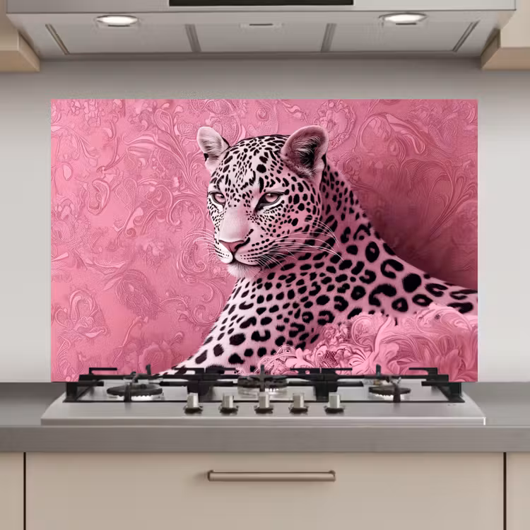 Spatscherm keuken - Panter - Luxe - Roze — 1