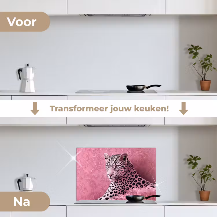 Spatscherm keuken - Panter - Luxe - Roze — 3