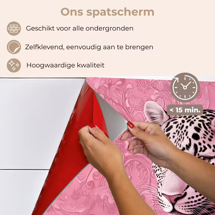 Spatscherm keuken - Panter - Luxe - Roze — 4