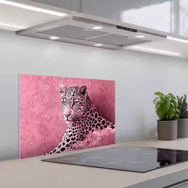 Spatscherm keuken - Panter - Luxe - Roze — 5
