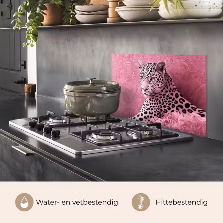 Spatscherm keuken - Panter - Luxe - Roze — 7