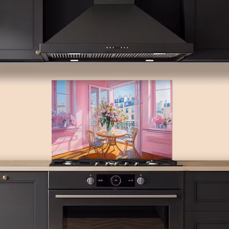 Spatscherm keuken - Pink - City - Bloemen — 2
