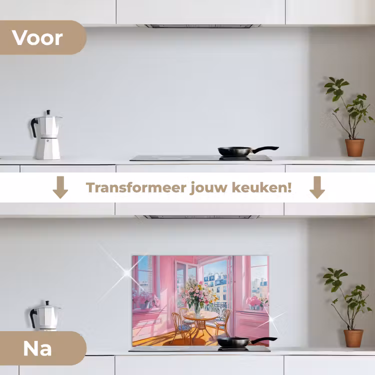 Spatscherm keuken - Pink - City - Bloemen — 3