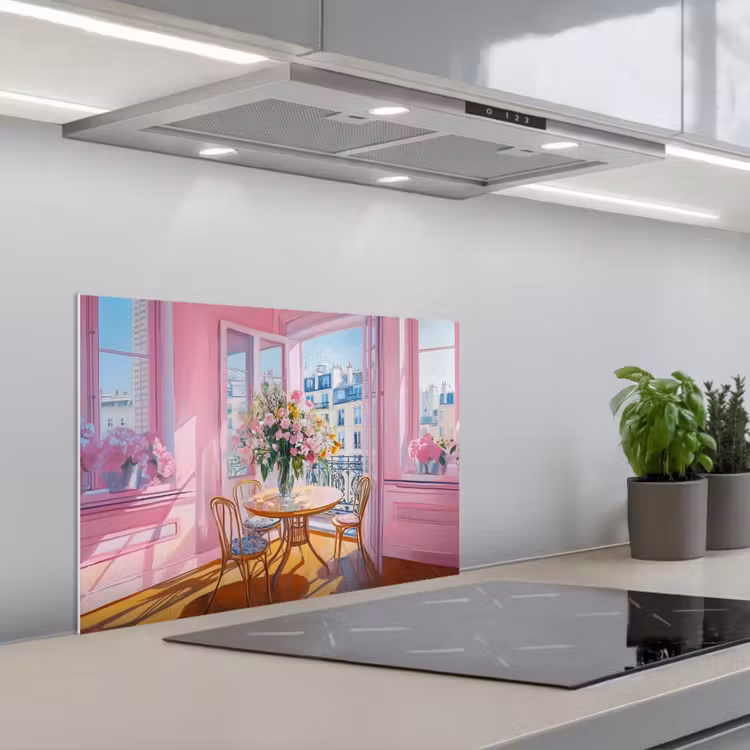 Spatscherm keuken - Pink - City - Bloemen — 5