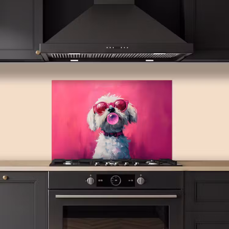 Spatscherm keuken - Pink - Hond - Bubbel — 2