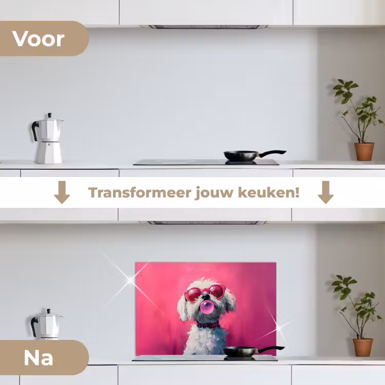 Spatscherm keuken - Pink - Hond - Bubbel — 3