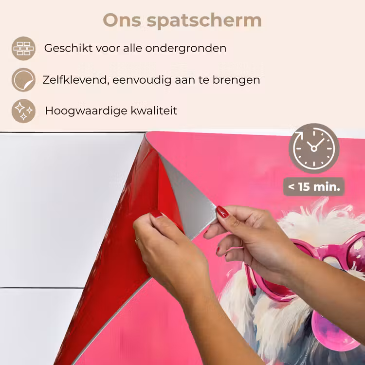 Spatscherm keuken - Pink - Hond - Bubbel — 4
