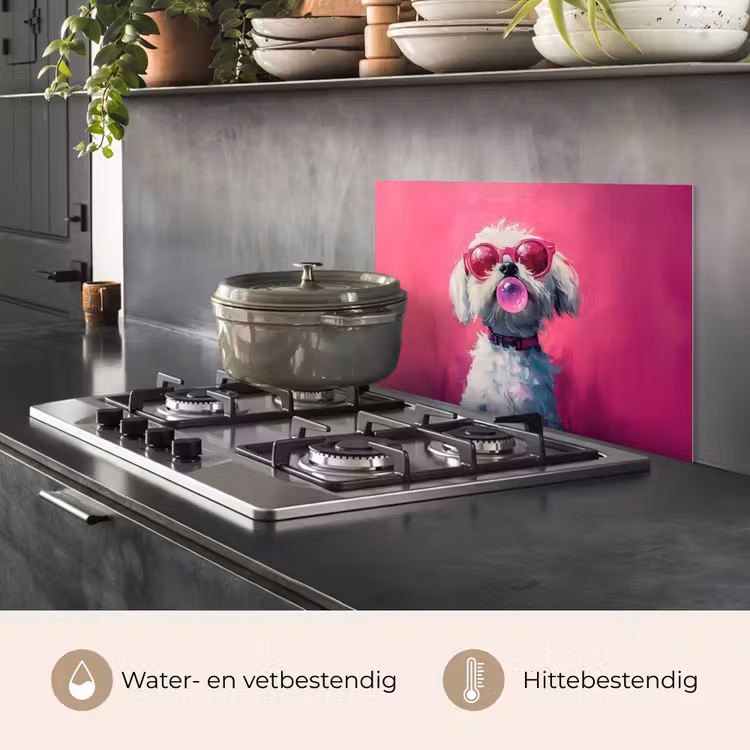 Spatscherm keuken - Pink - Hond - Bubbel — 7