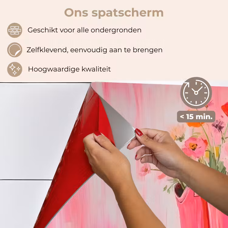 Spatscherm keuken - Roze - Bloemen - Cowboy — 4