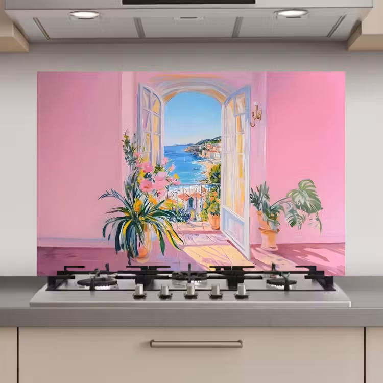 Spatscherm keuken - Roze - Buiten - Verf — 1