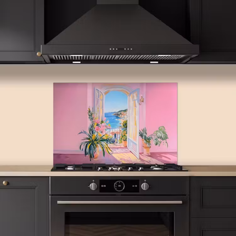 Spatscherm keuken - Roze - Buiten - Verf — 2