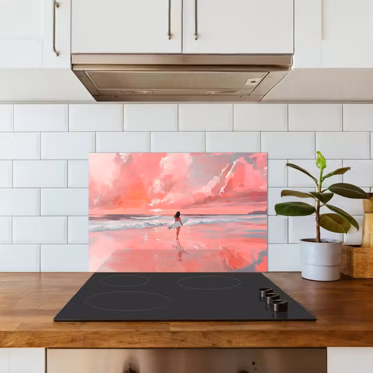 Spatscherm keuken - Roze - Surfen - Zee — 6