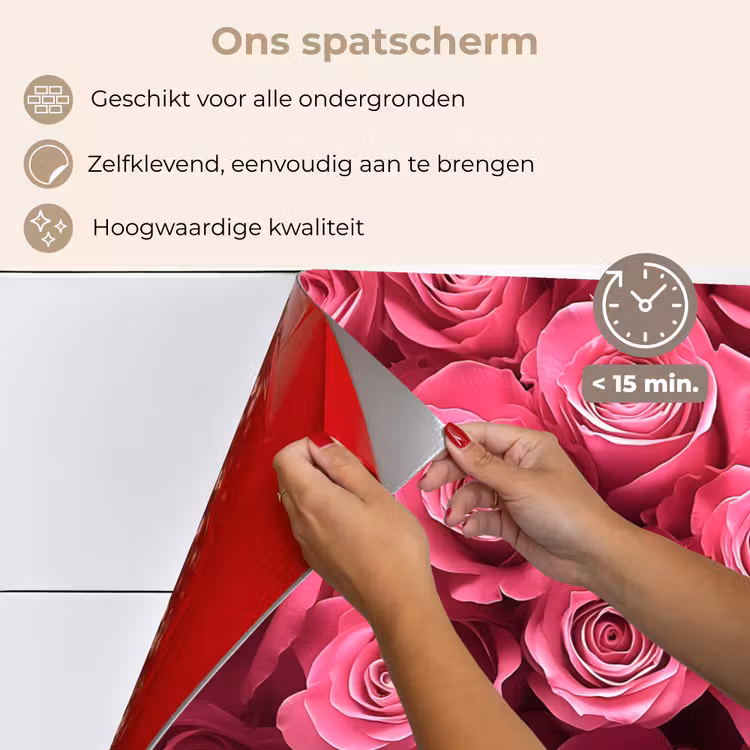 Spatscherm keuken - Rozen - Pink - Bloem — 4