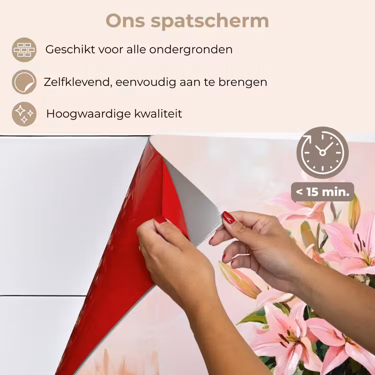 Spatscherm keuken - Vaas - Bloemen - Roze — 4