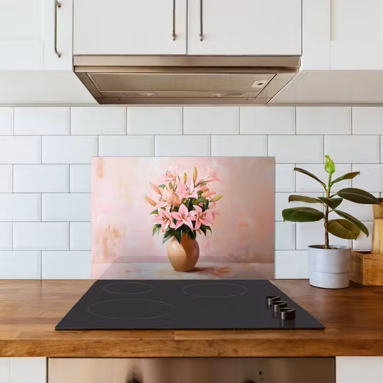 Spatscherm keuken - Vaas - Bloemen - Roze — 6