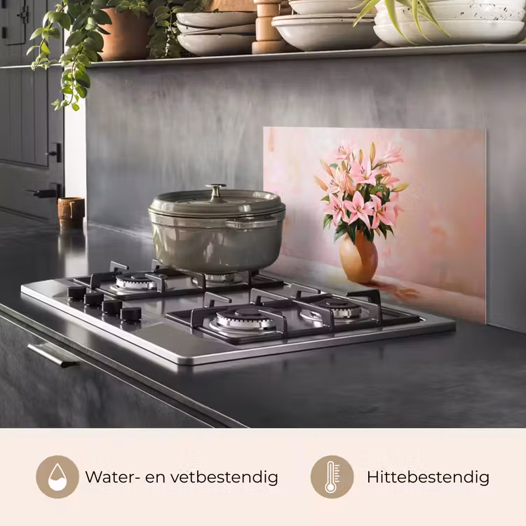 Spatscherm keuken - Vaas - Bloemen - Roze — 7