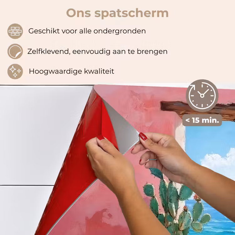 Spatscherm keuken - Zee - Roze - Cactus — 4