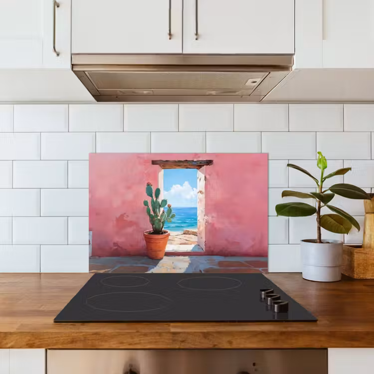 Spatscherm keuken - Zee - Roze - Cactus — 6